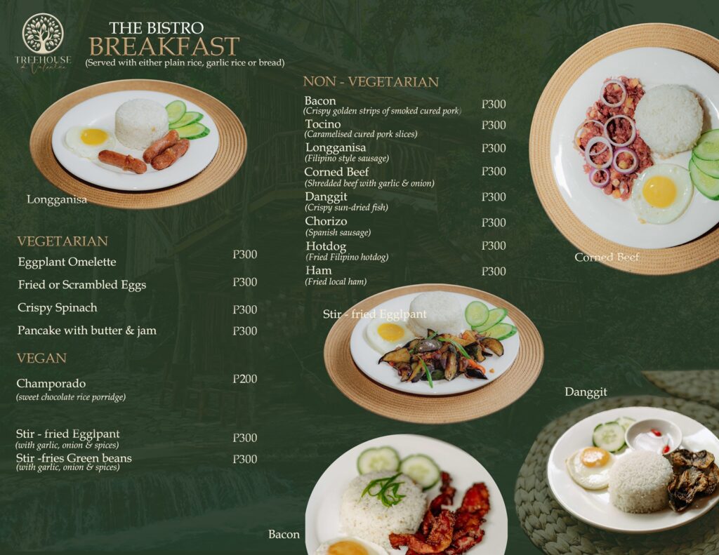 Treehouse de Valentine Food Menu Breakfast